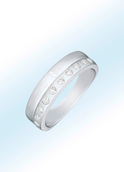 Ringen - Chique damesring van platina met diamanten, in Größe 160 bis 220, in Farbe