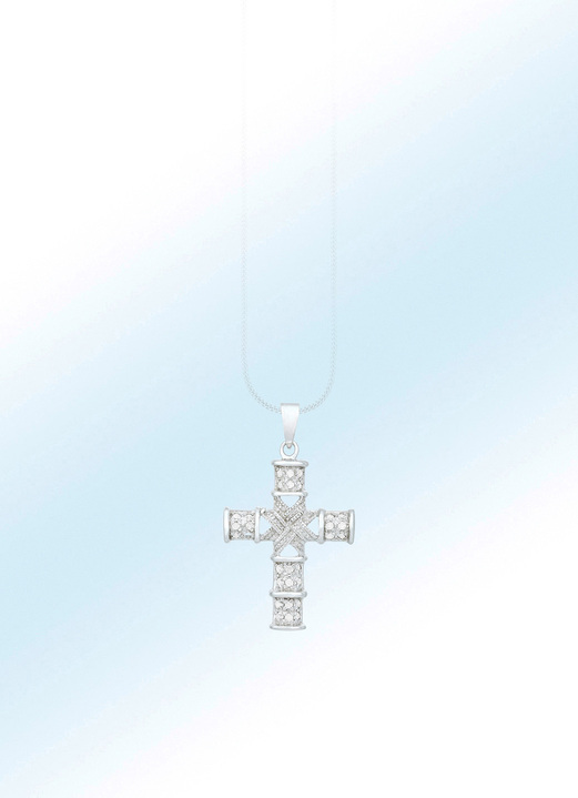 Hangers - Kruis-kettinghanger met diamanten, in Farbe