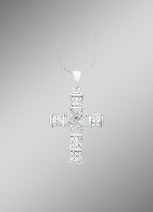 Hangers - Geweldige kruishanger met diamanten, in Farbe  Ansicht 1
