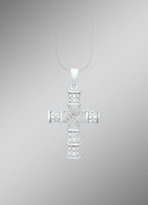 Anhänger - Toller Kreuz-Anhänger mit Diamanten, in Farbe  Ansicht 1