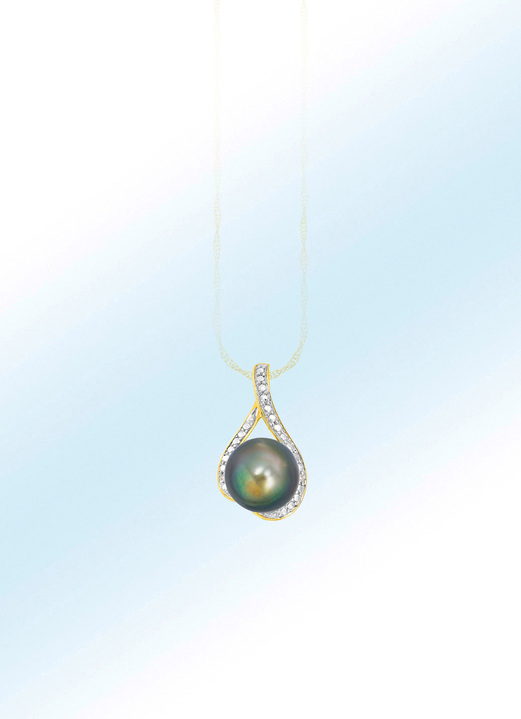 Hangers - Kettinghanger met Tahiti-cultivéparel en diamanten, in Farbe