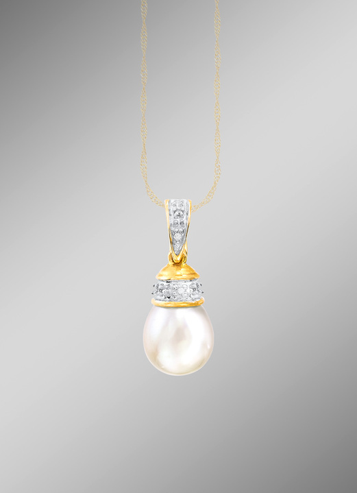 Schmuck & Uhren - Anhänger Diamanten und Süßwasser-Zuchtperle, in Farbe