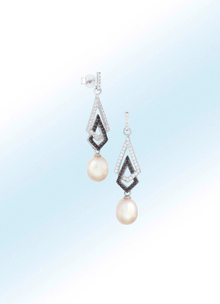 Oorbellen met zwart-witte zirkonia