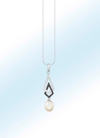 Hanger met ankerketting en met zwart-witte zirkonia