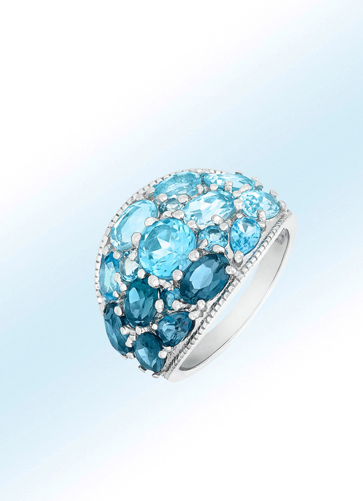 Ringen - Damesring met blauwe topaas, in Größe 160 bis 220, in Farbe
