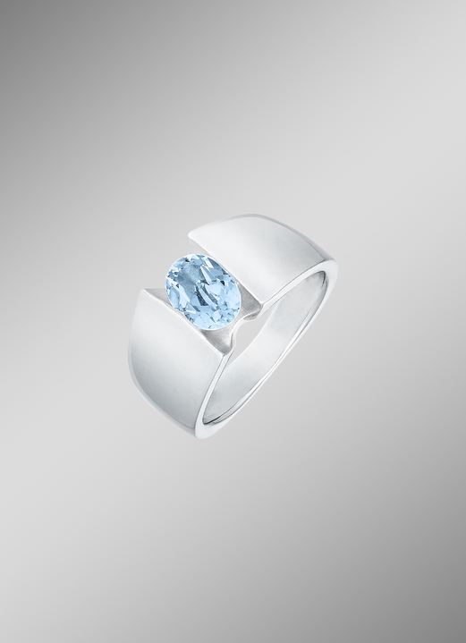 Ringen - Sobere damesring met blauwe topaas, in Größe 160 bis 220, in Farbe