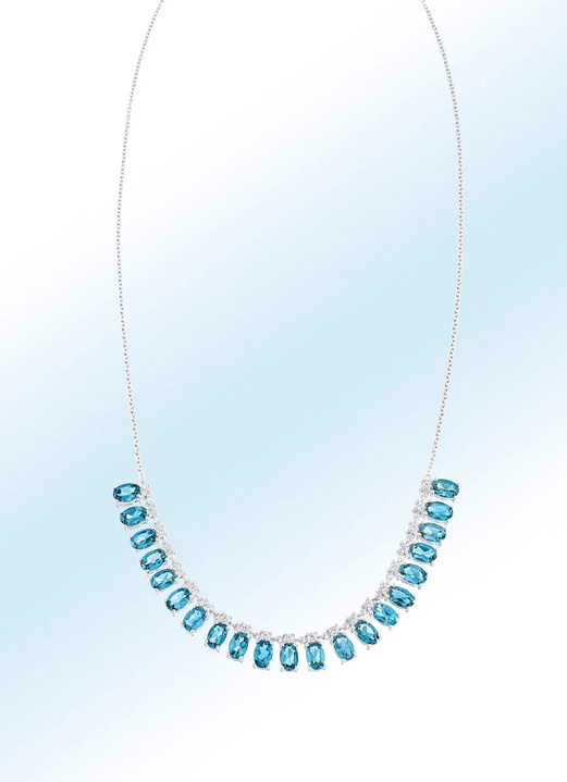 - Halsketting met blauwe topaas en zirkonia, in Farbe