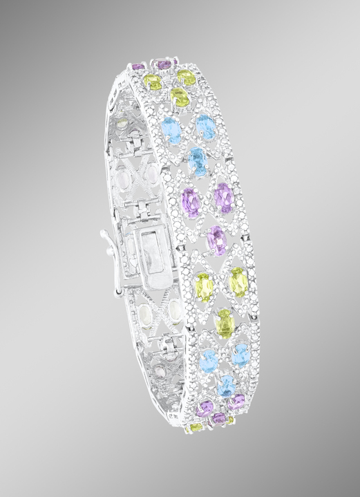 - Zilveren armband met edelstenen, in Farbe
