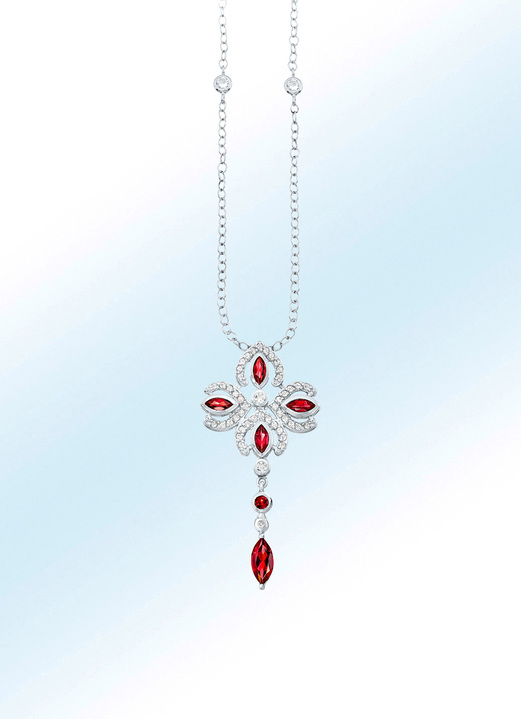 - Schattige ketting met granaat en witte topaas, in Farbe