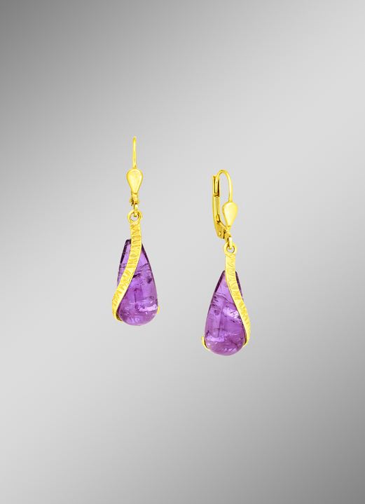 Ohrschmuck - Ohrringe mit echt Amethyst, in Farbe  Ansicht 1