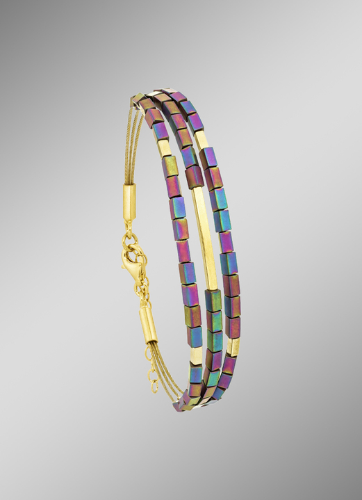 Armbanden - 3-rijige armband met echt kleurrijk hematiet, in Farbe  Ansicht 1
