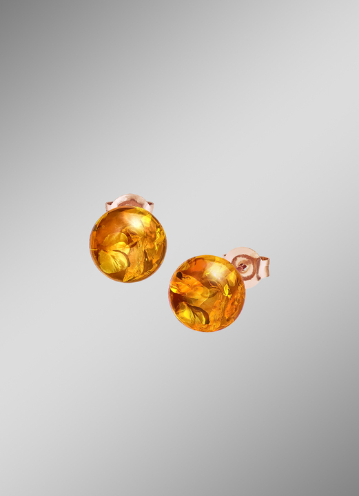 Oorbellen - Oorknopjes met echte amber, in Farbe  Ansicht 1