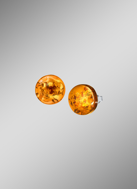 Oorbellen - Een van een soort: Oorknopjes met echte, cognackleurige amber, in Farbe  Ansicht 1