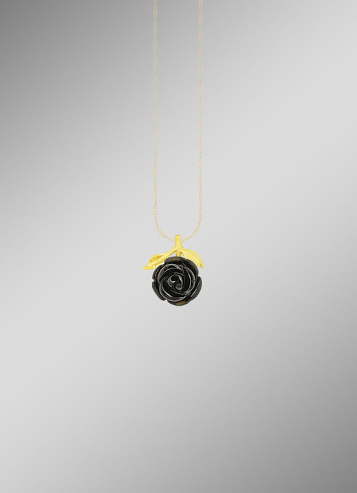 Hangers - Romantische hanger met zwarte obsidiaan roos, in Farbe  Ansicht 1