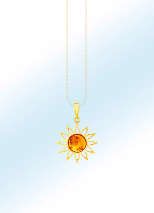 Hangers - Mooie hanger met echt amber, in Farbe