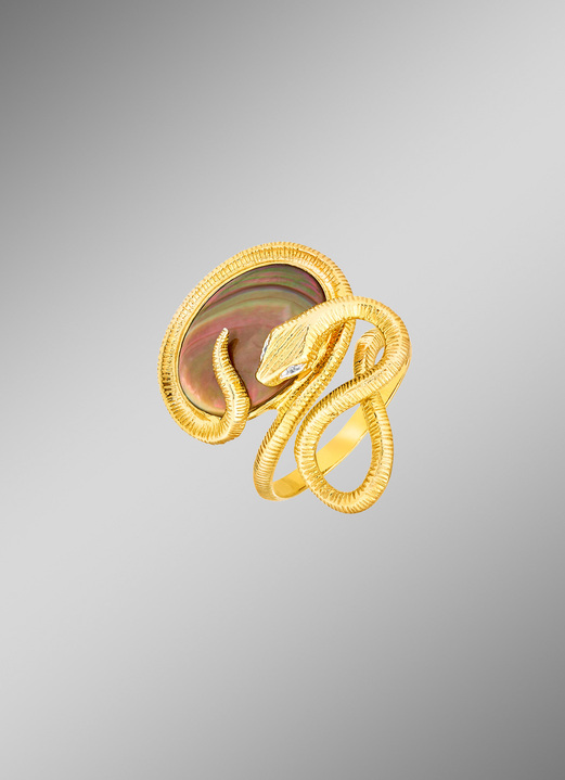 Ringen - Damesring “Snake” met diamanten, in Größe 160 bis 220, in Farbe