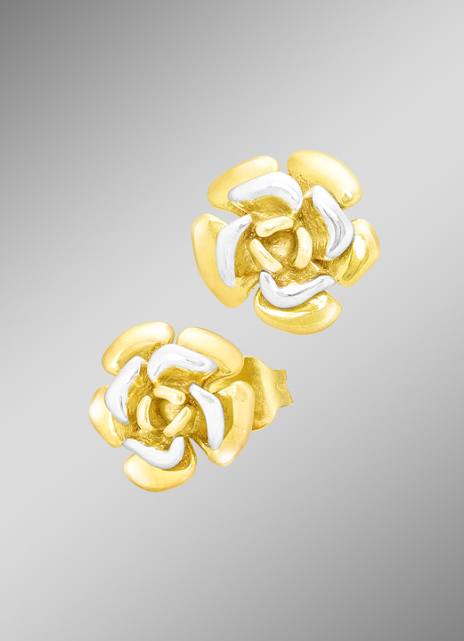 Oorbellen - Oorknopjes met tweekleurige bloemen, in Farbe  Ansicht 1