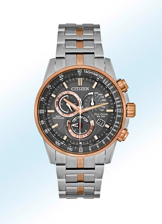 - Radiogestuurd herenhorloge op zonne-energie in bicolor, in Farbe