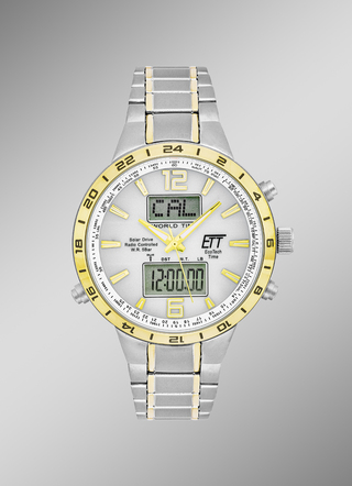 Draadloos zonne herenhorloge in bicolor