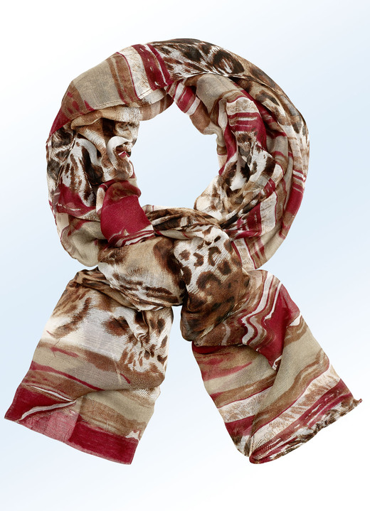 Sjaals - Sjaal met strepen en roofdierbontdessin, in Farbe ZAND-MULTICOLOR Ansicht 1