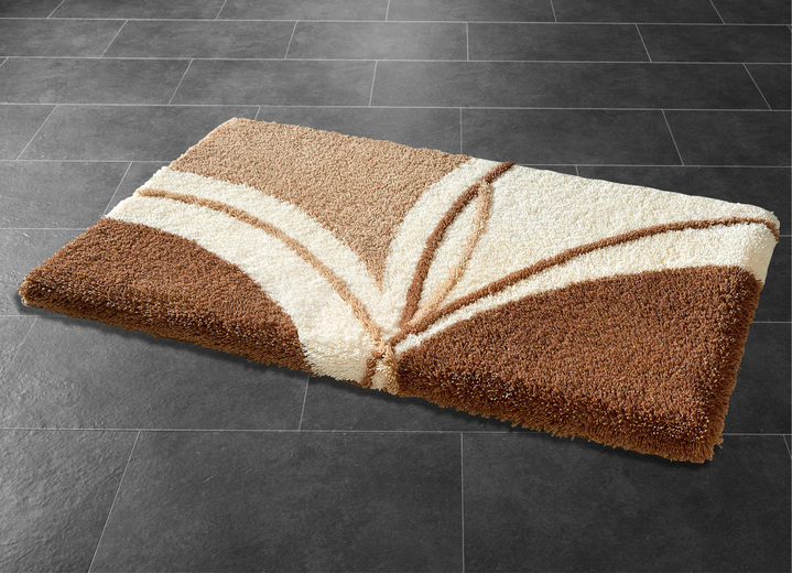 Badmatten - Smaakvolle badkamerset met antislip achterkant, in Größe 100 (Matje, halfrond 50/80 cm) bis 112 (Toiletdekselafdekking 47/50 cm), in Farbe BEIGE Ansicht 1