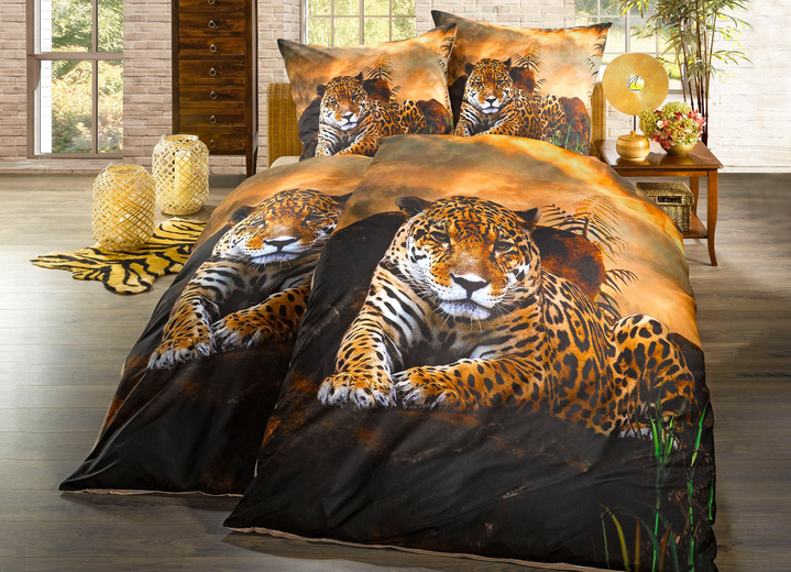 - Beddengoedset met luipaardmotief, in Größe 112 (80/80 cm + 135/200 cm) bis 115 (80/80 cm + 155/220 cm), in Farbe MULTICOLOR