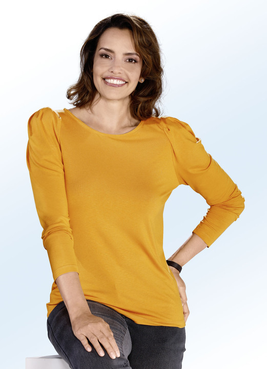 Shirts - Shirt mit Schulterpolster, in Größe 036 bis 052, in Farbe MESSING