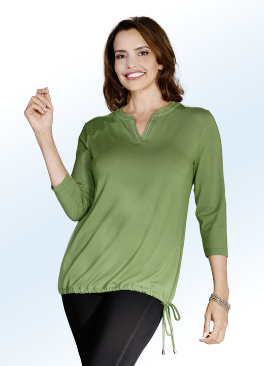 Shirts - Longshirt met sierpailletten, in Größe 036 bis 052, in Farbe KIWI