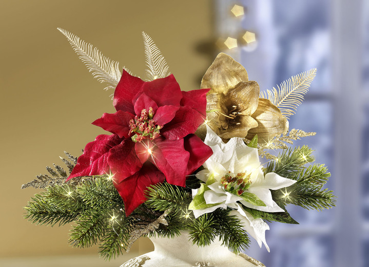 - Beleuchteter Weihnachtsstrauß, in Farbe GRÜN-ROT