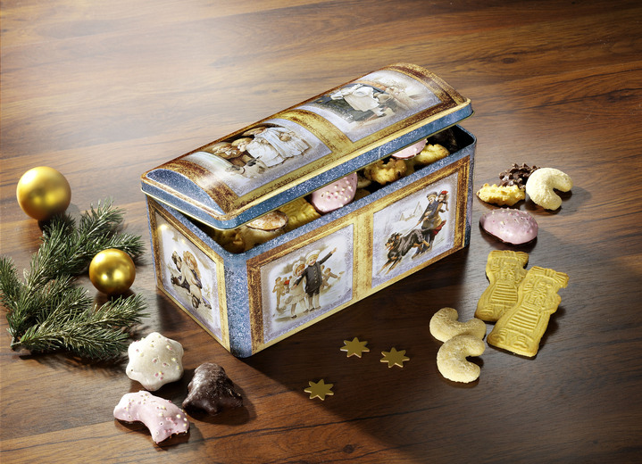 Weihnachtsleckereien - Metall-Truhe mit Weihnachtsgebäck, in Farbe BUNT Ansicht 1