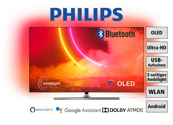 TV - Philips 55OLED855 4K Ultra HD OLED-tv, in Farbe SCHWARZ Ansicht 1