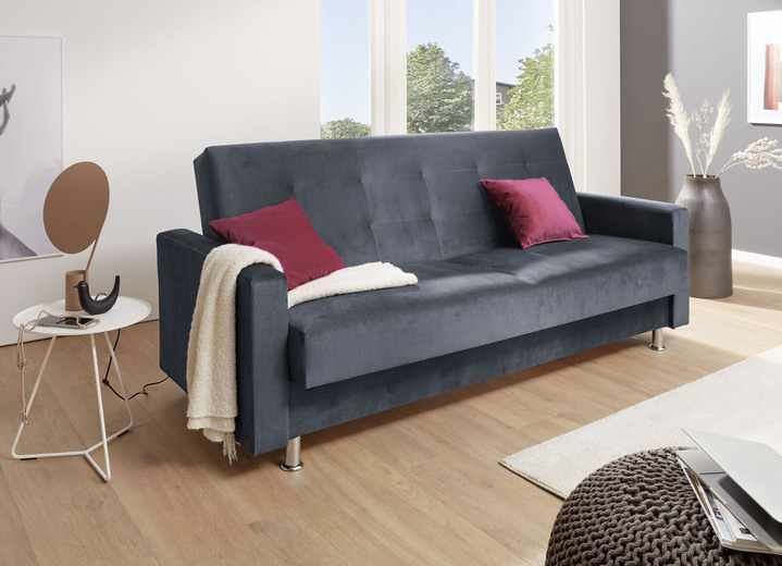 Slaap sofa`s - Slaapbank met bedstee, in Farbe ANTRACIET-ROOD Ansicht 1