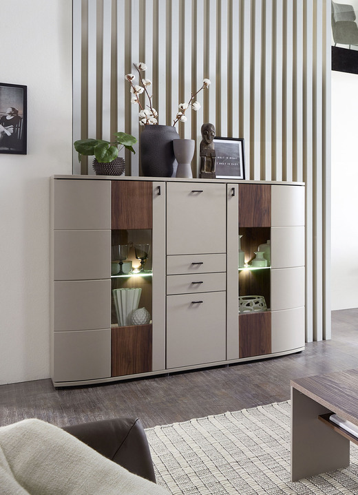 - Highboard met led-verlichting, in Farbe BASALTWALNOOT