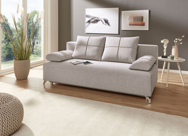 Slaap sofa`s - Slaapbank met Bonnell-vering, in Farbe CRÈME Ansicht 1