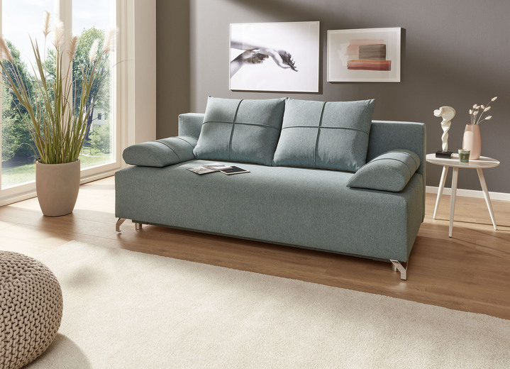 Slaap sofa`s - Slaapbank met Bonnell-vering, in Farbe PETROL Ansicht 1