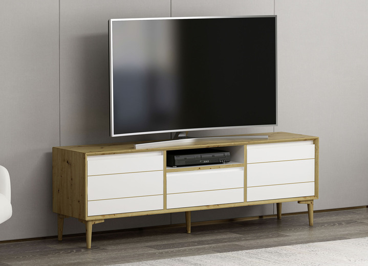 - Aantrekkelijk en trendy tv-longboard in lineair design, in Farbe WILD EIKEN-WIT