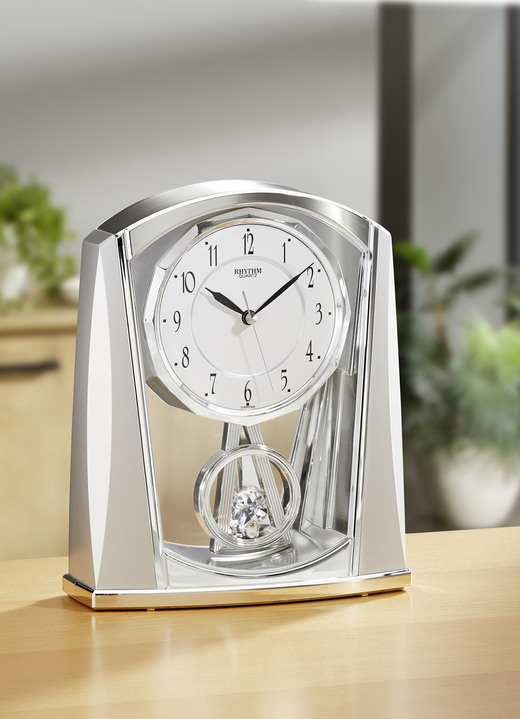 Horloges - Tafelklok gemaakt van kunstmatig materiaal, in Farbe ZILVER Ansicht 1