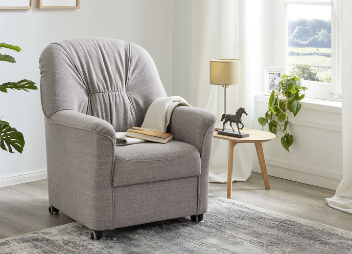 - Gezellig gestoffeerd meubel in vintage stijl, in Farbe CRÈME, in Ausführung Fauteuil
