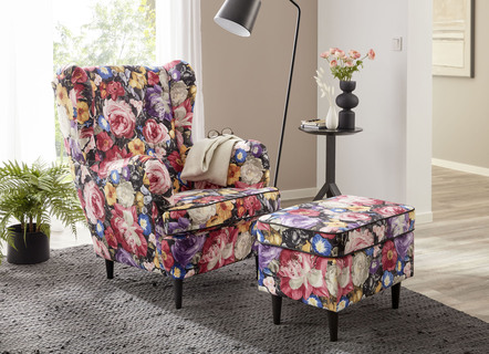 Oorfauteuil met kruk