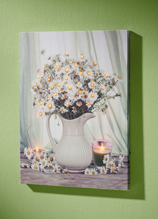 Bloemen - LED-schilderij met verlichting op batterijen, in Farbe WIT-GEEL