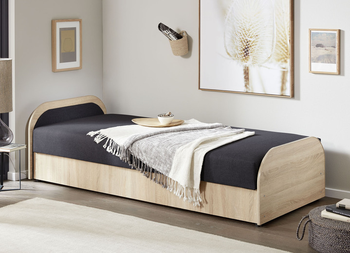 Bedden / Bed ombouw - Bed met Bonnell binnenveringsmatras, in Farbe SONOMA DONKERGRIJS Ansicht 1