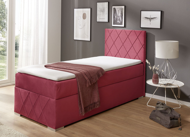 Boxspringbetten - Boxspringbett mit Topper und Bettkasten, in Farbe ROT Ansicht 1