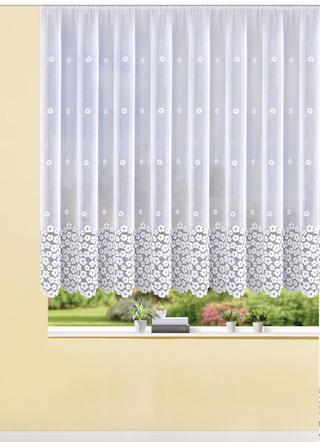 Semi-transparant bloemenraamgordijn met bloemmotief