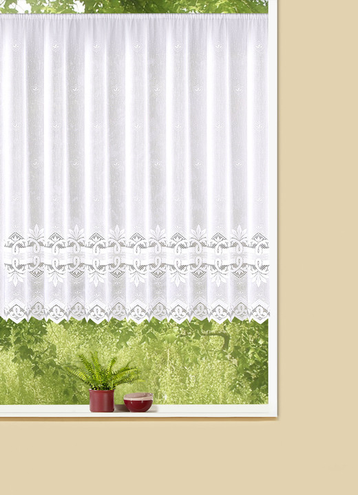 - Blumenfenster-Store, in Größe 143 (H120xB450 cm) bis 181 (H175xB600 cm), in Farbe WEISS Ansicht 1