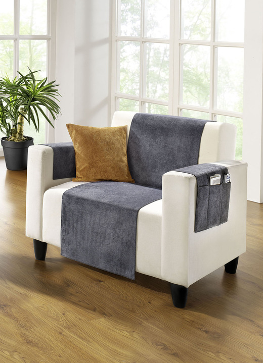 - Woonaccessoires in golfcorduroy-look, in Größe 100 (fauteuilbeschermer, 50 x 140 cm) bis 905 (2 kussenslopen, 40 x 40 cm), in Farbe GRIJS Ansicht 1