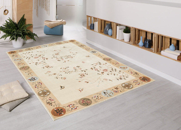 Klassiek - Bruggen en tapijten met bloem- en rankmotieven, in Größe 100 (50 x 80 cm) bis 288 (240 x 340 cm), in Farbe NATUUR-BEIGE Ansicht 1
