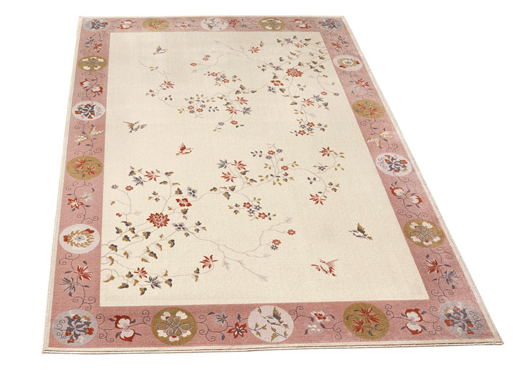 Klassiek - Bruggen en tapijten met bloem- en rankmotieven, in Größe 100 (50 x 80 cm) bis 288 (240 x 340 cm), in Farbe NATUUR-ROZE Ansicht 1