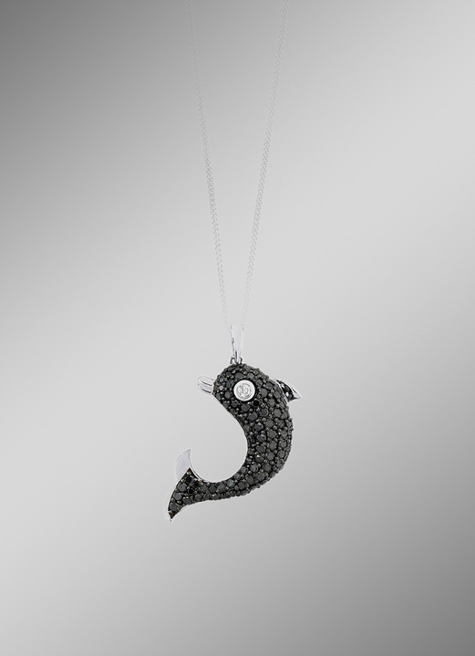 - Dolfijnhanger met zwarte diamanten, in Farbe  Ansicht 1