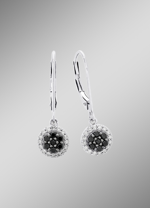 Oorbellen - Elegante oorbellen met zwarte diamanten, in Farbe