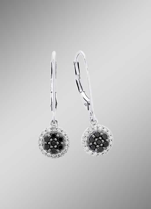 - Elegante oorbellen met zwarte diamanten, in Farbe